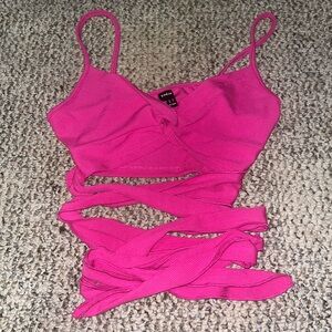 SHEIN Fuchsia Wrap Crop Top